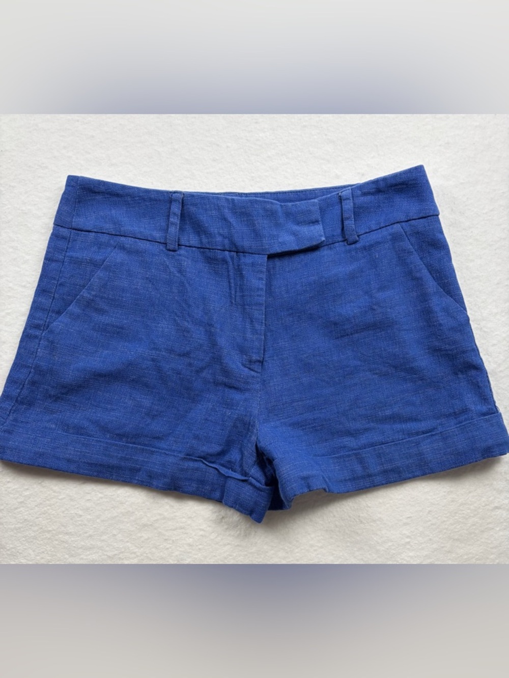 Aqua Cobalt High-Waist Linen-Blend Shorts